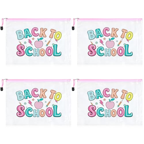 SOIDRAM Make-up-Taschen mit Reißverschluss, perfektes Geschenk für Damen, 4 Stück, 4 Stück, Schulanfang, 4 Stück Schulanfang von SOIDRAM