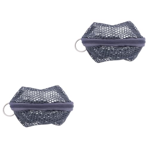 SOIMISS 2 STK Mesh-Aufbewahrungstasche aufbewahrungssack Storage Pockets kosmetiktäschen Schlüsselanhänger-Geldbörse einfache Brieftasche Münzbeutel Einfache Geldbörse Nylon Dark Grey von SOIMISS