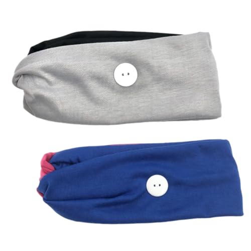 SOIMISS 2stücke Bunte Haarband Mit Knopf Für Masken Elastisches Kopfband Im Kreuzdesign Für Yoga Sport Und Alltag Blau Schwarz von SOIMISS