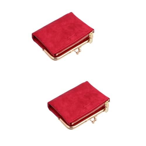 SOIMISS 2stücke Roter Kurzer Geldbeutel Für Damen Retro Münzgeldbörse Mit Schnallenverschluss Tragbare Kleine Brieftasche Für Schule Shopping Und Freizeit Aus Hochwertigem Pu-Material von SOIMISS