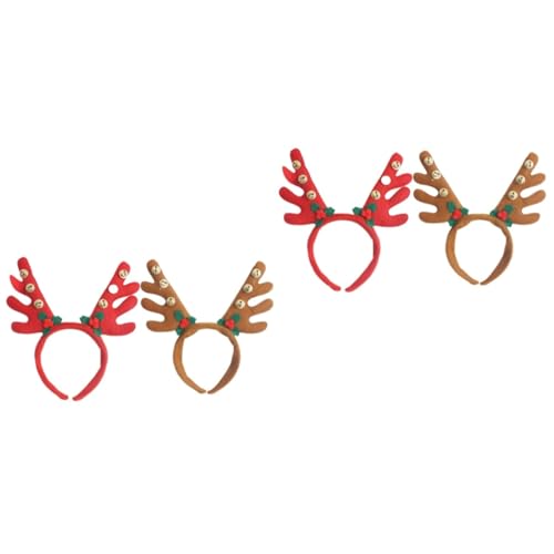 4 Stück Rentier Stirnband Mit Glöckchen Weihnachts Stirnband Weihnachts Hirsch Stirnband Rentier Stirnband Erwachsene Rentier Geweih Kopfschmuck Frau Rentier Haar Rentier SOIMISS von SOIMISS