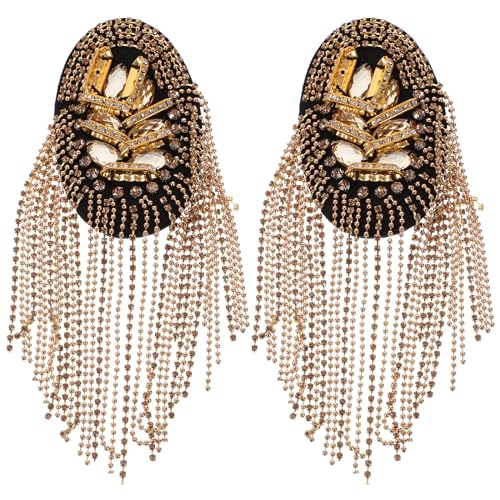 Epauletten Quaste Niete Quaste Kette Schulter Brosche Abnehmbare Metall Punk Epauletten für Frauen Männer Jacken Uniform Anzug Cosplay Golden von SOIMISS