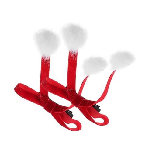 SOIMISS 1paar Weihnachts-haarspangen Mit Pompons Eleganten Fransen Und Roten Samtbögen Für Mädchen Und Frauen Haaraccessoires Für Festlichkeiten Und Besondere Anlässe von SOIMISS