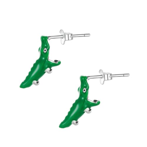 SOIMISS 1 Paar Kleine Krokodil ohrringe tier ohrringe drop lustige Krokodil-Ohrschmuck Ohrstecker Schmuck Ohranhänger Ohrschmuck für Mädchen s925 Sterlingsilber Green von SOIMISS
