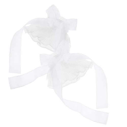 SOIMISS 1 Paar Schleifenärmel Armband Aus Spitze Elastische Spitzenhandschuhe Lolita-accessoires Fingerlose Spitzenhandschuhe Für Damen Spitzenmanschettenärmel Handschelle Weiß Polyester von SOIMISS