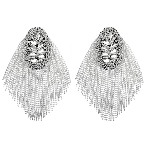 SOIMISS 1 Paar Strass Epaulet Punk Fringe Quaste Schulter Epauletten Silber Schulter Bord Frauen Männer Anzug Zubehör von SOIMISS