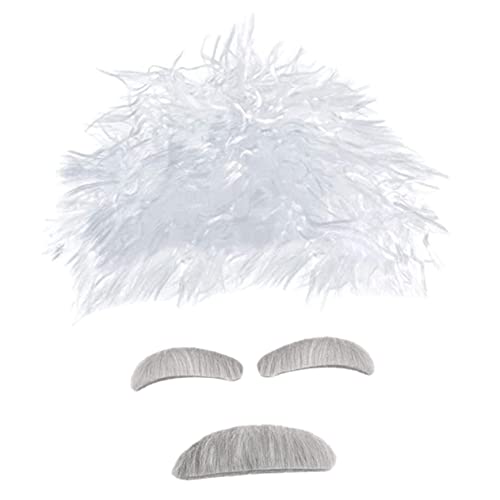 SOIMISS Wissenschaftler Perücke Mit Kurzen Verrückten Perücken Und Weißen Schnurrbart Augenbrauen Für Professor Cosplay Kostümzubehör Für Partys Und Festivals von SOIMISS