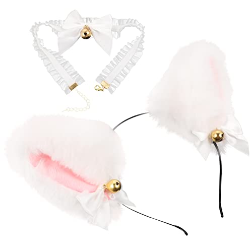 SOIMISS 1 Satz Katzenohren Haarschmuck Set mit Glöckchen Halskette und Spitzenbogen für Karneval Halloween und Partys und Niedliches Katzenprinzessin Design von SOIMISS