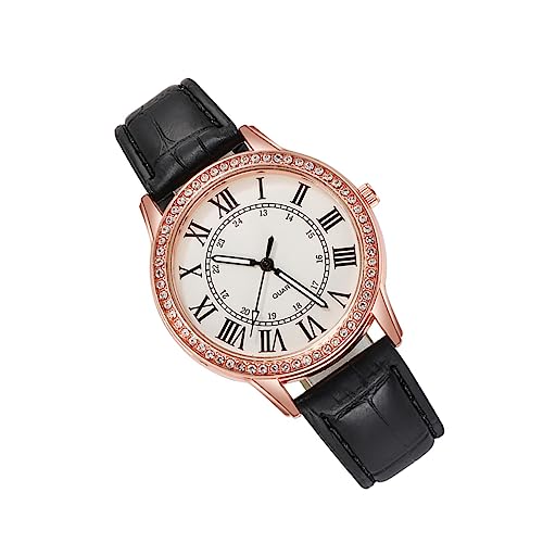 SOIMISS 1 Stück Damenuhr Retro Uhr damenarmbanduhren Damenmodeuhr Lederarmbanduhr Vintage-Uhr Armbanduhr für Damen Armbanduhr für Mädchen Frauen quarzuhr Frauen Handgelenk Uhr Glas Black von SOIMISS