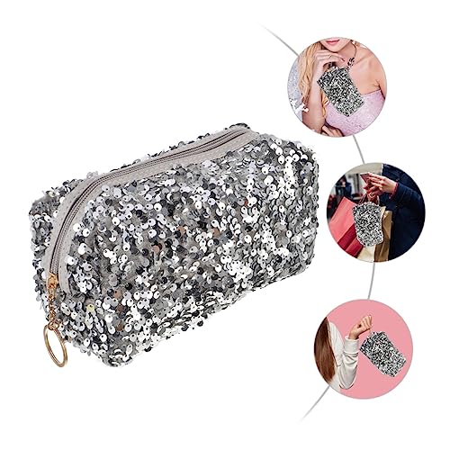 SOIMISS Kosmetiktasche Große Kapazität Tragbare Pailletten Make Up Handtasche für Damen Reise Kulturbeutel mit Reißverschluss von SOIMISS