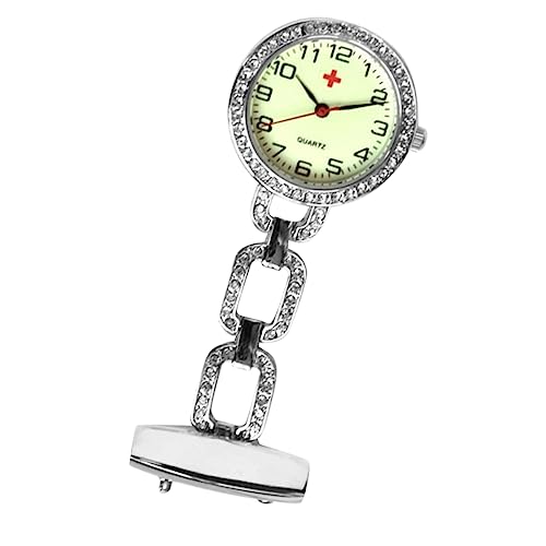 SOIMISS Hängeuhr Taschenuhr Retro-Uhr Silber Nachtleuchtend Tragbar Quarzwerk Hängetaschenuhr Strassuhr von SOIMISS