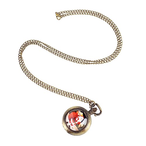 SOIMISS Vintage Taschenuhr Mit Kette Decorative Pocket Watch Im Xmas-Design Für Herren Und Damen Kreative Umhängeuhr Mit Großem Ziffernblatt Hochwertige Quarzuhr Für Anlässe von SOIMISS