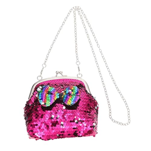SOIMISS Glitzer Geldbörse Umhängetasche für Mädchen Dekorative Tasche mit Schleifen Design Tragbare Aufbewahrungstasche Glitzer Pailletten für Shopping und Abendpartys von SOIMISS