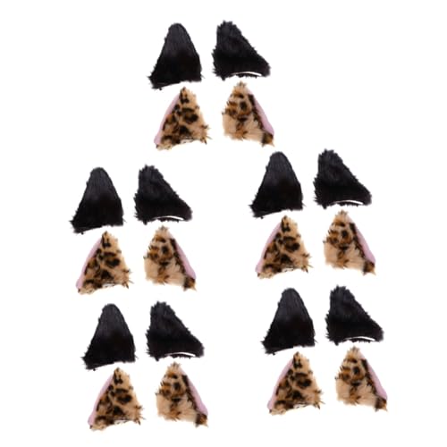 SOIMISS 10paare Katzenohr-haarclips Für Mädchen Flauschige Haarklammern Für Frauen Süße Tier-haaraccessoires Für Halloween Kostümpartys Und Leopardenmuster von SOIMISS