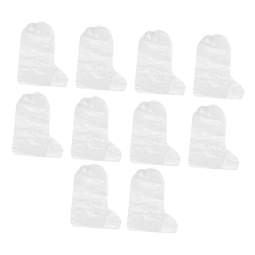 SOIMISS 10 Stück Einweg Schuhüberzieher Transparent rutschfest Hohe PE Überziehstiefel mit Elastischem Schutz vor Schmutz Nässe für Innen Außen Gebrauch Zufällige Farbe Zufällige Farbe von SOIMISS