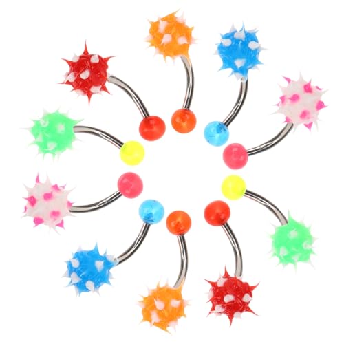 SOIMISS 10 Stück Teiliges Bauchnabelpiercing aus Hautfreundlichem mit Flauschigen Kugeln in Weiß Rot Orange Grün und Blau Modischer Nabelring für Damen für Festival Party und Alltag von SOIMISS