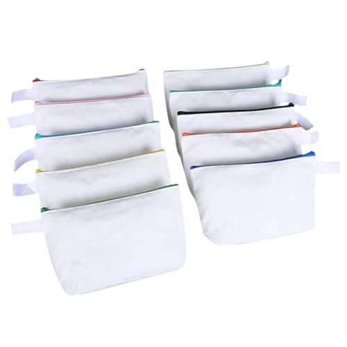 SOIMISS 10 Stück Teiliges Canvas Schminktaschen mit Reißverschluss Unbedruckte DIY Kosmetikbeutel Kompakte Kulturbeutel für Make up Reise und Aufbewahrung Vielseitige Leinwand Täschchen von SOIMISS
