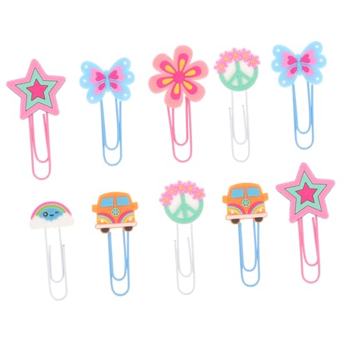SOIMISS 10stücke Büroklammer Kawaii-büroklammern Kleine Büroklammer-ornamente Kleine Hippie-lesezeichen Aktenklammern Kreative Modellier-büroklammern Tragbare Büroklammern Retro-hippie- von SOIMISS