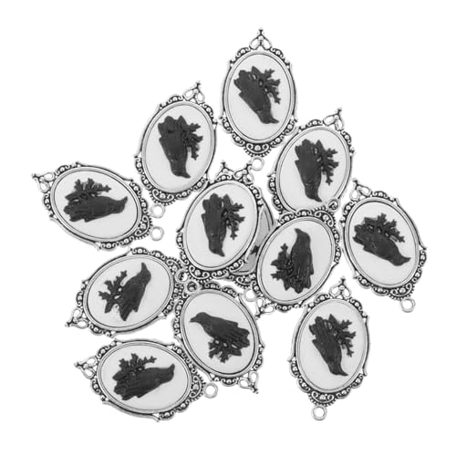 SOIMISS 12 Stück Teiliges Gothic Crow Anhänger aus Legierung Halloween DIY Schmuckanhänger mit Erhabenem Rabenmotiv Ovaler Charme für Ketten und Armbänder Langlebige Bastel und von SOIMISS