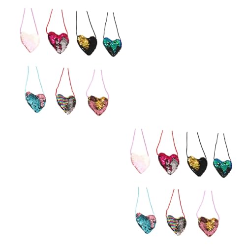 SOIMISS 14stücke Teiliges Herzform Umhängetasche Mit Glitzer Für Mädchen Praktische Und Stilvolle Schultertasche Für Alltag Feiern Und Bunte Farben Für Kosmetik Handy Und Mehr von SOIMISS