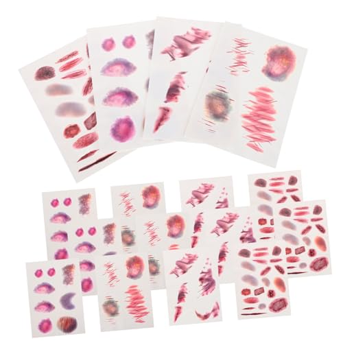 SOIMISS 16 Blatt Halloween Fake Wunden Aufkleber Realistische Narben Tattoos Temporäre Horror für Körper und Gesicht Einfach Anzubringen für Party Cosplay Karneval und Streiche von SOIMISS