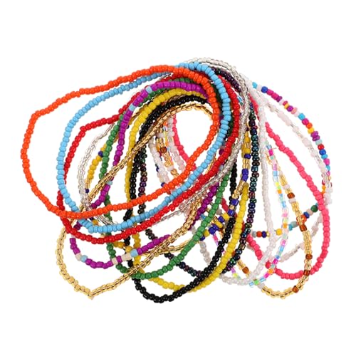 SOIMISS 17 Stück Teiliges Set Elastische Glasperlen Fuß und Armbänder Handgefertigte Bunte Boho Schmuckarmbänder für Damen und Mädchen Vielseitige Stretch Anklets für Sommer Strand und von SOIMISS