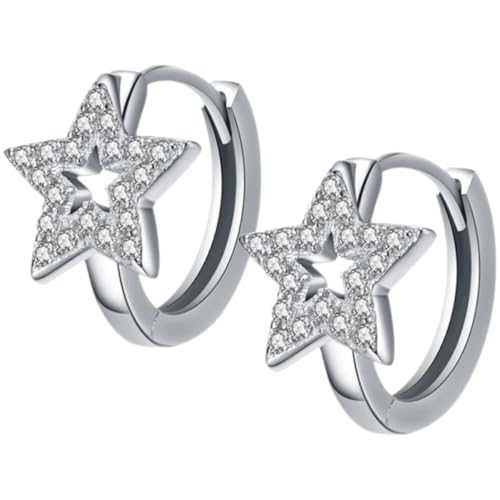 SOIMISS 1Paar Sternohrringe für Mädchen Hypoallergene Hohlkreolen Silber Zeitlose für Jugendliche Schmuckgeschenk für Accessoires für Stilvolle von SOIMISS