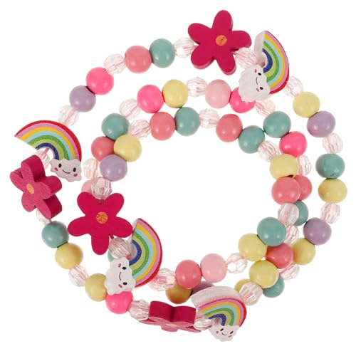 SOIMISS Schmuckset Für Mädchen Mit Perlen-halskette Und Armband Regenbogen-design Kinderschmuck Für Jungen Mädchen Mädchenarmband Und Halsketten-set Für Jeden Anlass von SOIMISS