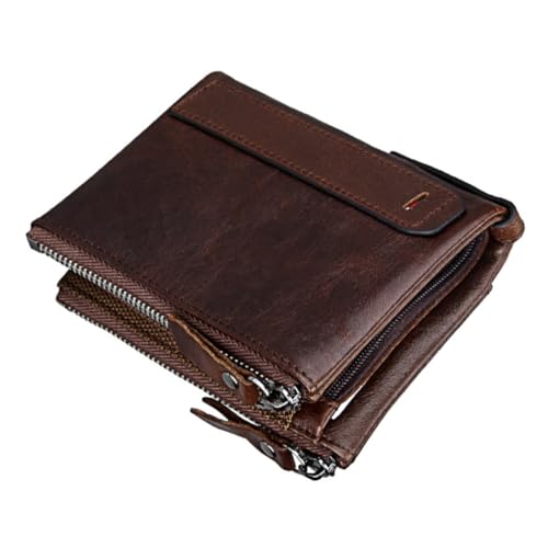 SOIMISS 1Stück Multifunktionale Herren Geldbörse Echtem mit Reißverschluss RFID Sichere Kurze Brieftasche Rotbraun für Karten Geld und Münzen als für Männer von SOIMISS