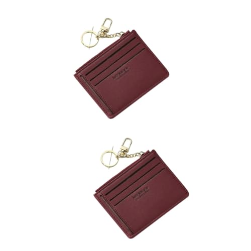 SOIMISS 2stücke Damen Geldbörse Stilvolles Schlüsselanhänger Portemonnaie Multifunktionale Kleine Geldtasche Für Kreditkarten Münzen Für Täglichen Gebrauch Weinrot von SOIMISS