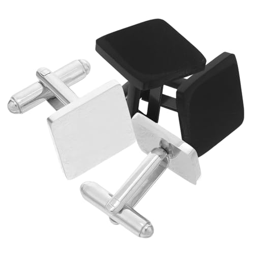 SOIMISS 2 Paar Manschettenknöpfe Aus Edelstahl Für Herren: Quadratische Französische Manschettenknöpfe, Flach, Quadratisch, Schmuck Für Den Bräutigam, Für Geschäftliche Und Formelle von SOIMISS