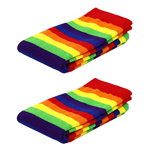 SOIMISS 2 Paar Regenbogen Socken, Gestreifte Socken Kinder für Mädchen Halloween Strümpfe Geeignet für 5-12 Jahre Weihnachten Cosplay-Kostüm Anziehparty von SOIMISS
