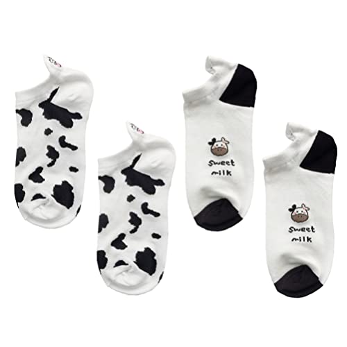 SOIMISS 2 Paar kurze Socken mit Tiermuster Kuh, kreativ, niedlich, lustig, für Frauen, Mädchen und Kinder, weiß von SOIMISS