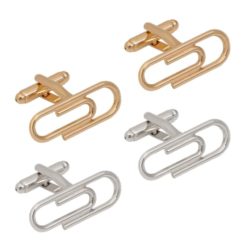 SOIMISS 2 Paare Elegante Manschettenknöpfe Paper Clip Design Französische Business hemden Polierte Oberfläche Runde Kanten Herren Schmuck für Hochzeit Meeting Festliche Anlässe von SOIMISS