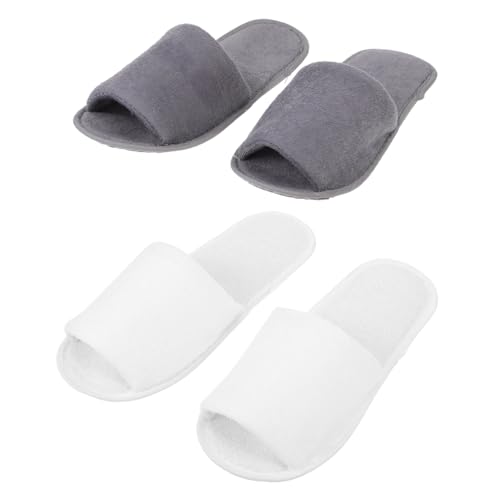 SOIMISS 2 Paare Faltbare Hausschuhe Rutschfest Leicht und Bequem Strapazierfähige Hotel und Reiseslipper für Damen und Herren Platzsparend Graue und Weiße Farben für Zuhause und Unterwegs von SOIMISS