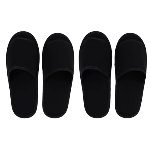 SOIMISS 2 Paare Faltbare Reisehausschuhe Leichte Faltbare Schwarze Indoor und Hotel Slipper mit Offenem Zehenbereich Kompakt und für Gäste Spa Bad und Jahreszeiten Nutzung von SOIMISS