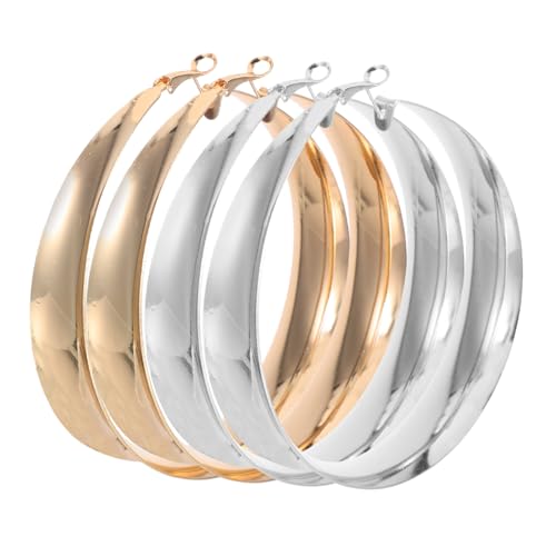 SOIMISS 2 Paare Große Geometrische Creolen Leichtem Metall Statement Ohrringe für Damen Vielseitig Tragbar zu Partys Dates und Alltag Elegant und Langlebig Gold und Silber von SOIMISS