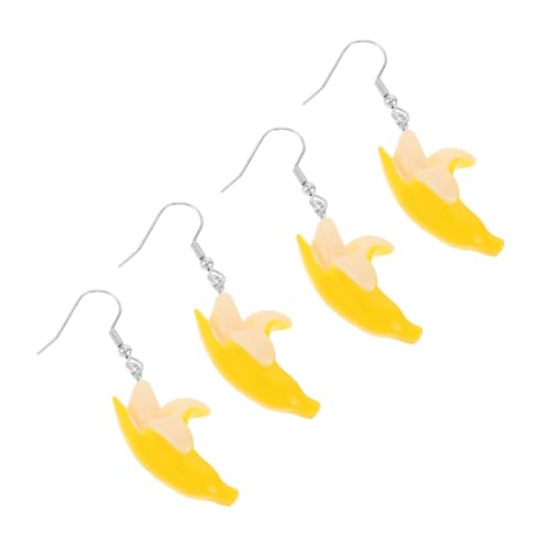 SOIMISS 2 Paare Kreative Bananenohrringe aus Harz Gelb Früchte Schmuck für Damen Sommer Party Alltag Lustige Ohrhänger als Auffälliges Accessoire von SOIMISS