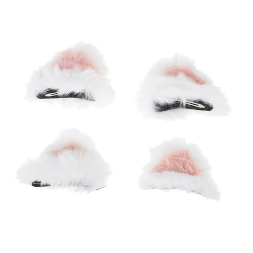SOIMISS 2 Paare Mädchen Haarclips Katzenohren Weiß Haarschmuck mit Clip Design Niedliche Ohrklipser für Erwachsene für Halloween Cosplay und Weihnachtsfeier von SOIMISS