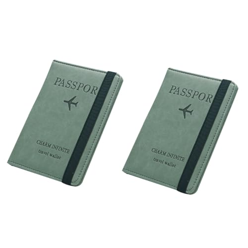 SOIMISS 2stücke RFID Reisepasshalter Aus Pu-Leder Multifunktionale Aufbewahrungstasche Für Mädchen Und Frauen Grün RFID-sicher Ultradünn Für Geschäftsreisen Und Urlaub von SOIMISS