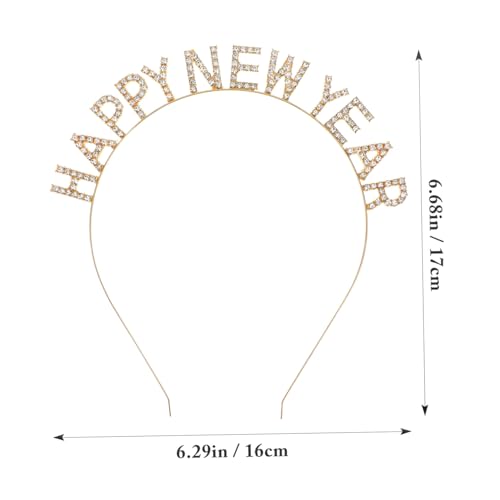 SOIMISS 2 STÜCK Delikates Haarreif mit Strass Buchstaben Happy Year Silvester Haarschmuck in Gold und Weiß Festliches Haarband für Party Fotorequisiten Geschenkidee für Damen und Mädchen von SOIMISS