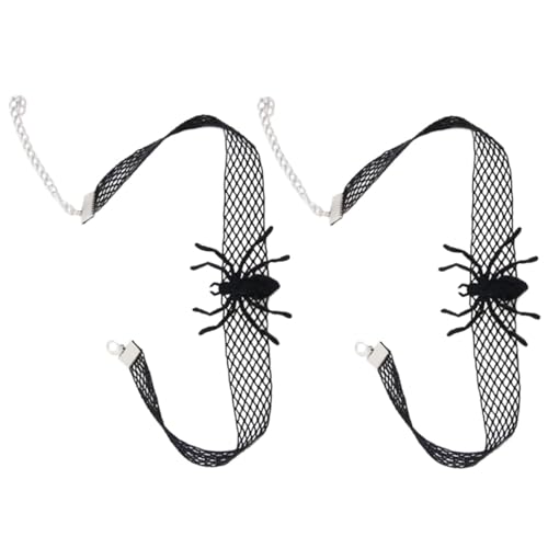 SOIMISS 2 STÜCK Gothic Spider Choker Halskette Halloween Schmuck mit Feinem Spinnenanhänger und Filigraner Spitze Schwarzer Gothic Clavicle Chain für Damen Festival Party von SOIMISS