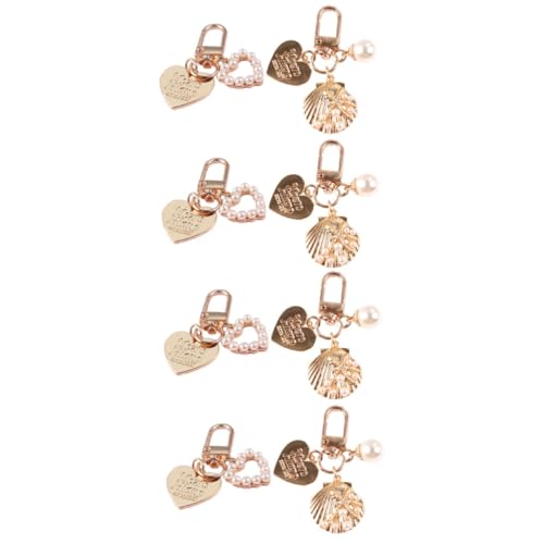 SOIMISS 2 Sätze 4 STK Shell-schlüsselanhänger Muschelketten Medaillon Perle Schlüsselanhänger Anhänger Für Tasche Perlen-schlüsselanhänger Schlüsselanhänger Mit Herzperlen Hülse Legierung von SOIMISS