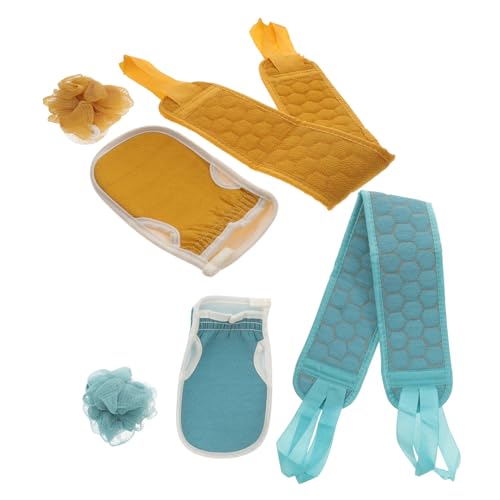 SOIMISS 2 Sätze Badehandtücher mit Peeling Handschuhen und Massage Bällen Hautfreundlich Langlebig Effektive Körperreinigung und Blutkreislaufförderung für Damen und Herren Duschgeeignet von SOIMISS