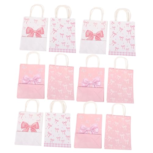 SOIMISS 2 Sätze Bogengeschenktüte Halterung Rohrschellen Bodenablaufverhinderer Gürtelclips Rosa Papierbeutel Papeterie Papiertüte Partyverpackungstüten Kraftpapier 12 Stück * 2 von SOIMISS