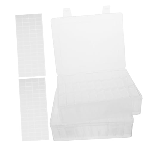 SOIMISS 2 Sätze Schmuck Organizer Box aus Transparentem Kunststoff mit Mehreren Fächern und Etiketten Aufbewahrungsbox für Nail Art Perlen Diamanten Bastelbedarf Robust Praktisch Tragbar von SOIMISS