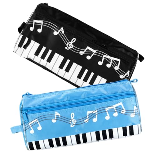 SOIMISS 2 Stck Doppeltes Musiknoten Federmäppchen mit Klaviermuster Große Kapazität Robustes Material Leichter Tragbarer Stiftebeutel für Schüler Praktisches Reißverschluss Etui für von SOIMISS