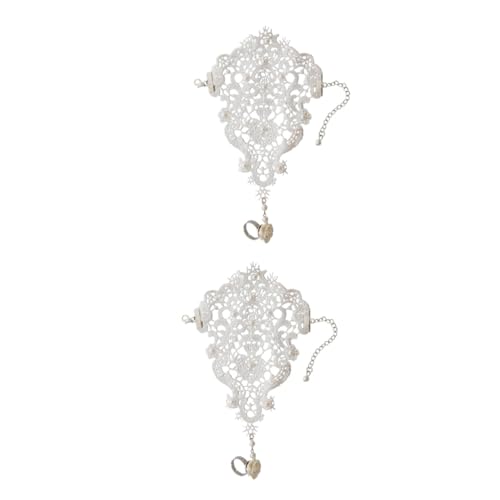 SOIMISS 2 Stk Armband armkette bracelet schmuck set genschenkideen hochzeits geldgeschenke Gothic-Armbänder Armbänder mit Ringen befestigt uhrenarmbänder Hochzeit Handschmuck ， Weiß von SOIMISS