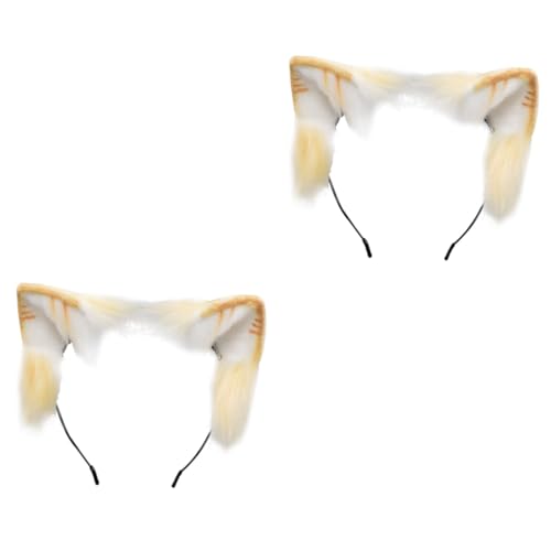 SOIMISS 2stücke Simulierte Katzenohren Haarreif Kreatives Orange-weißes Party-accessoire Für Mädchen Vielseitig Einsetzbar Als Haarschmuck Und Fotorequisiten Für Kostümpartys von SOIMISS