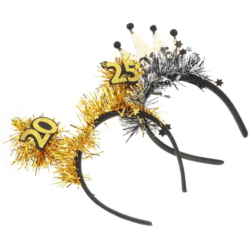 SOIMISS 2 Stück 2025 2025 Stirnband Glitzerstern-stirnband Neues Jahr Stirnband Silvester Partyhut Frohes Neues Jahr Schärpe Partyhut Für Das Neue Jahr Abschlussfeier Haarband Plastik von SOIMISS